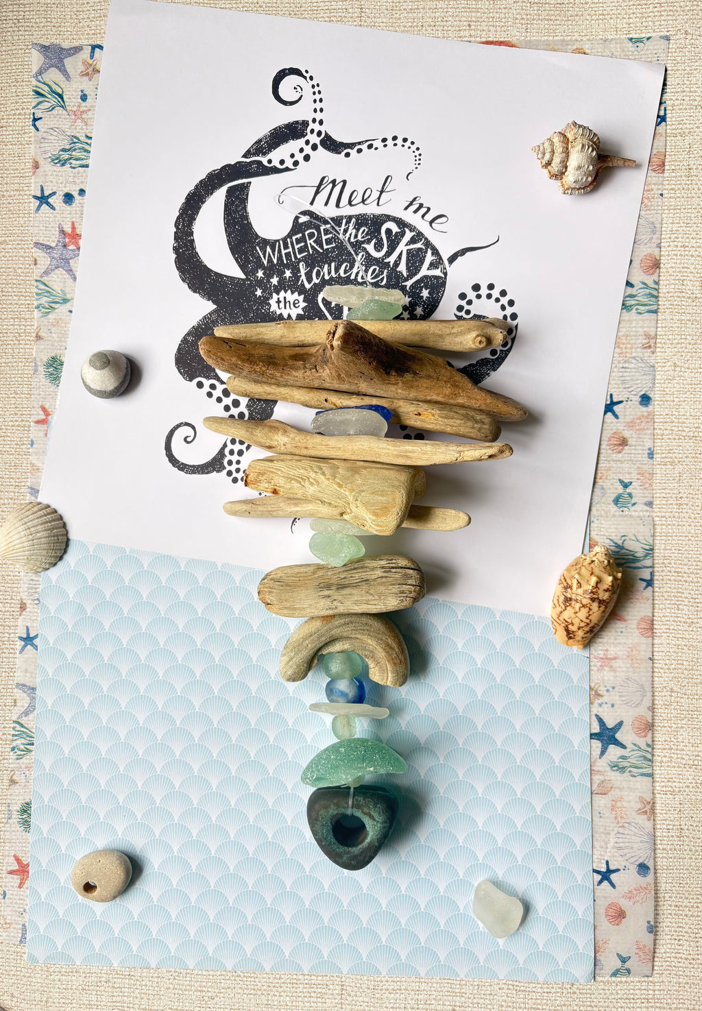 Driftwood and Sea Glass Coastal Hanging