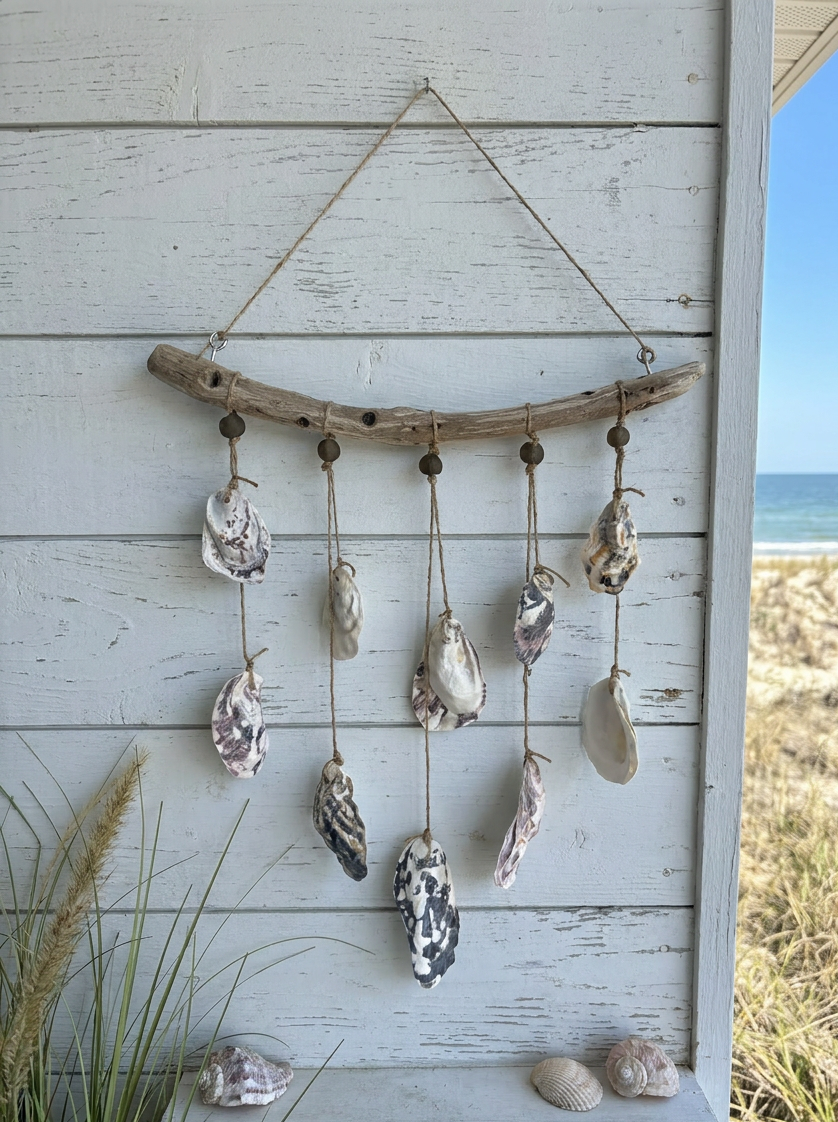 Driftwood Oyster Shell Wind Chime