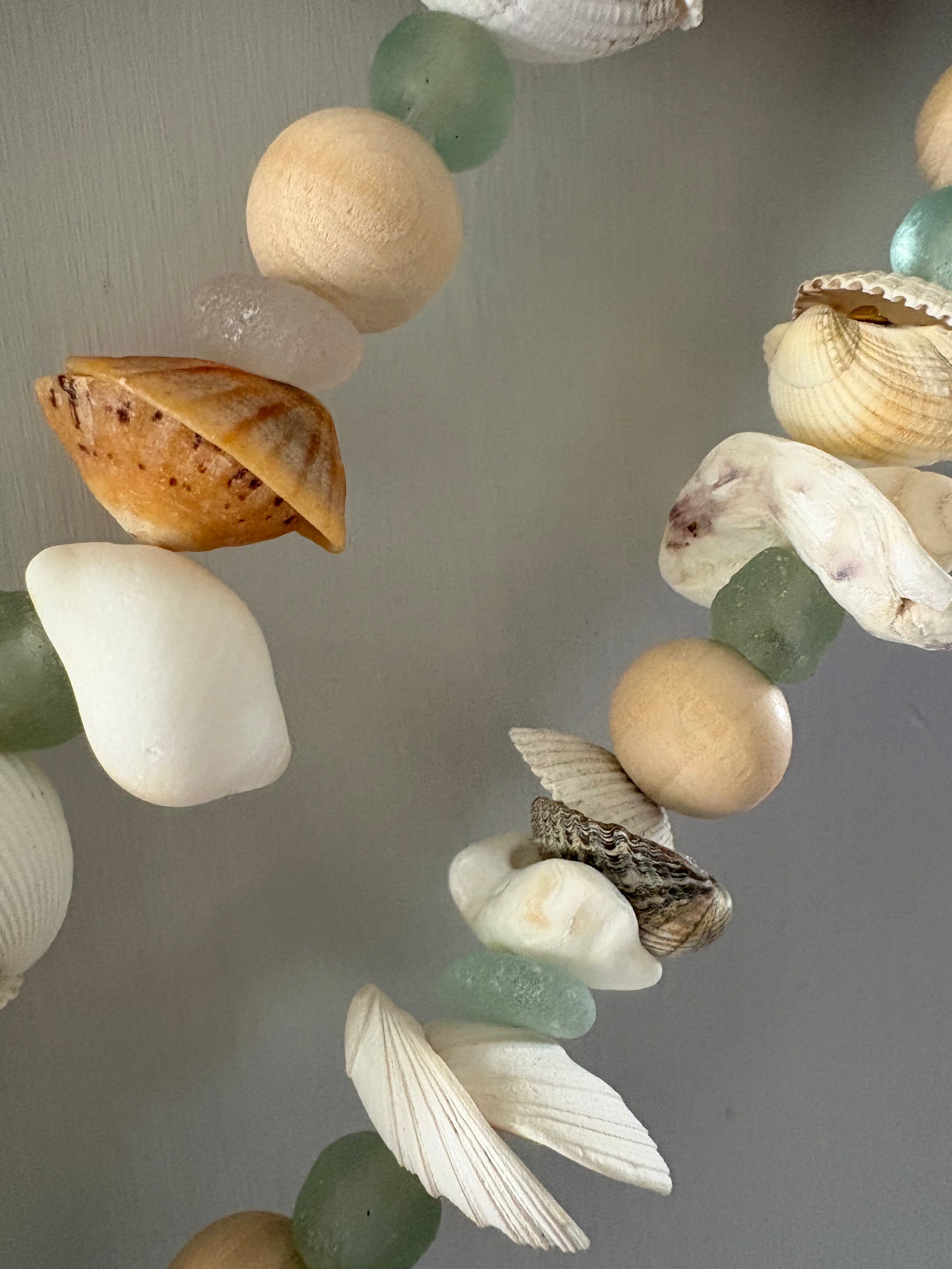 Driftwood,Shell,Seaglass,Wooden and Glass Bead Hanging Decoration