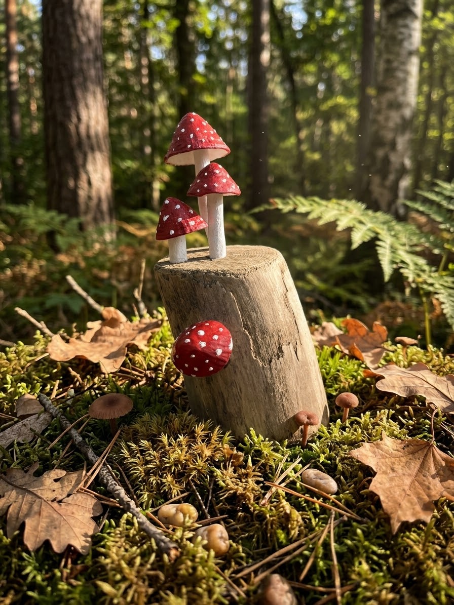 Driftwood and Limpet Shell Toadstool Mushroom Decor