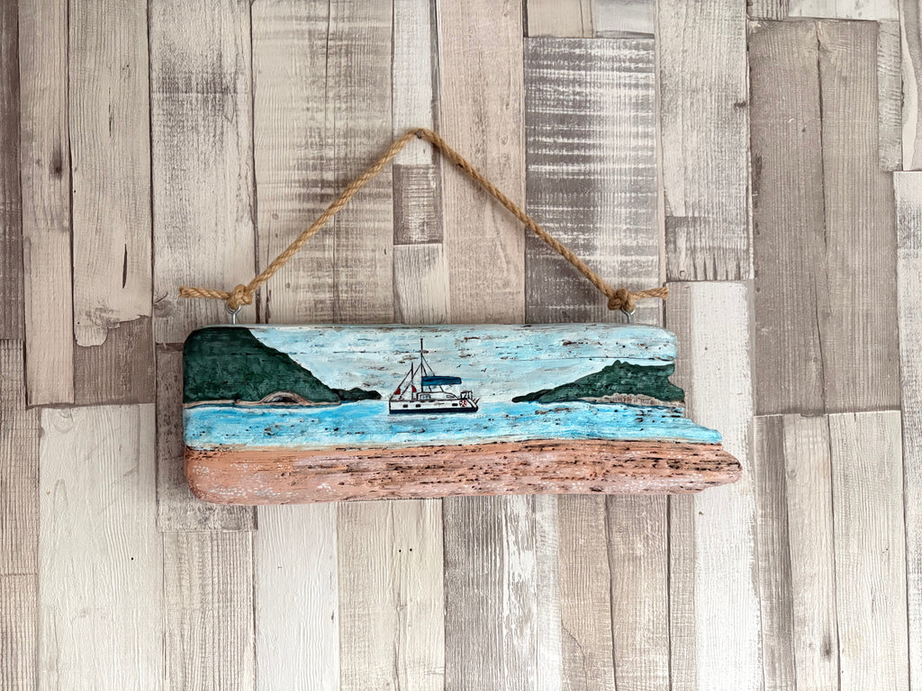 Driftwood Hand Painted Seascape Wall Hanging